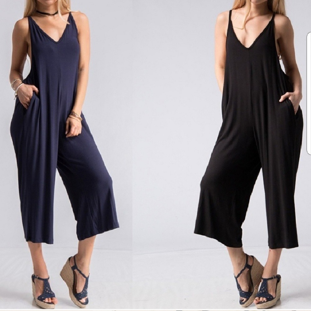 Black Fun-tastic Gaucho Jumpsuit - Picture 4 of 6